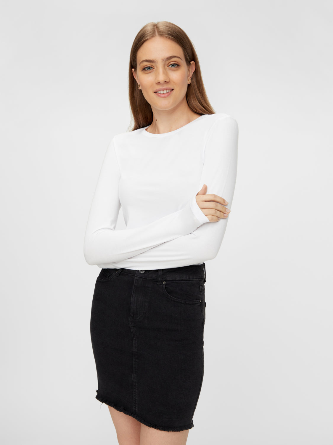 PCSIRENE Langærmet Bluse - Bright White